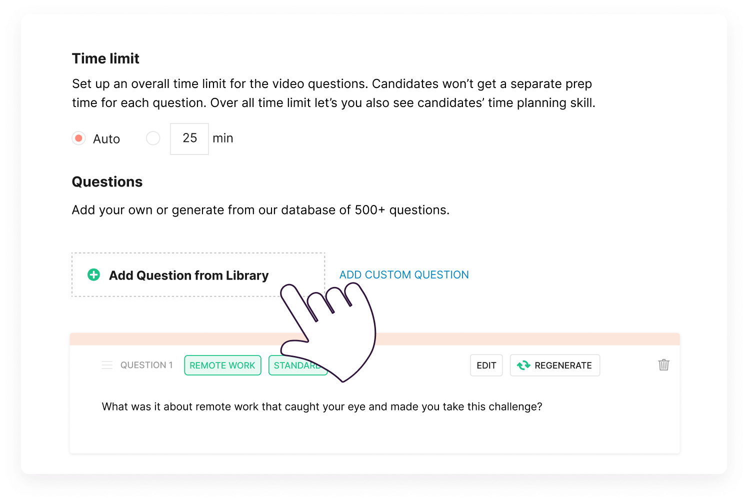 pool of video interview questions 