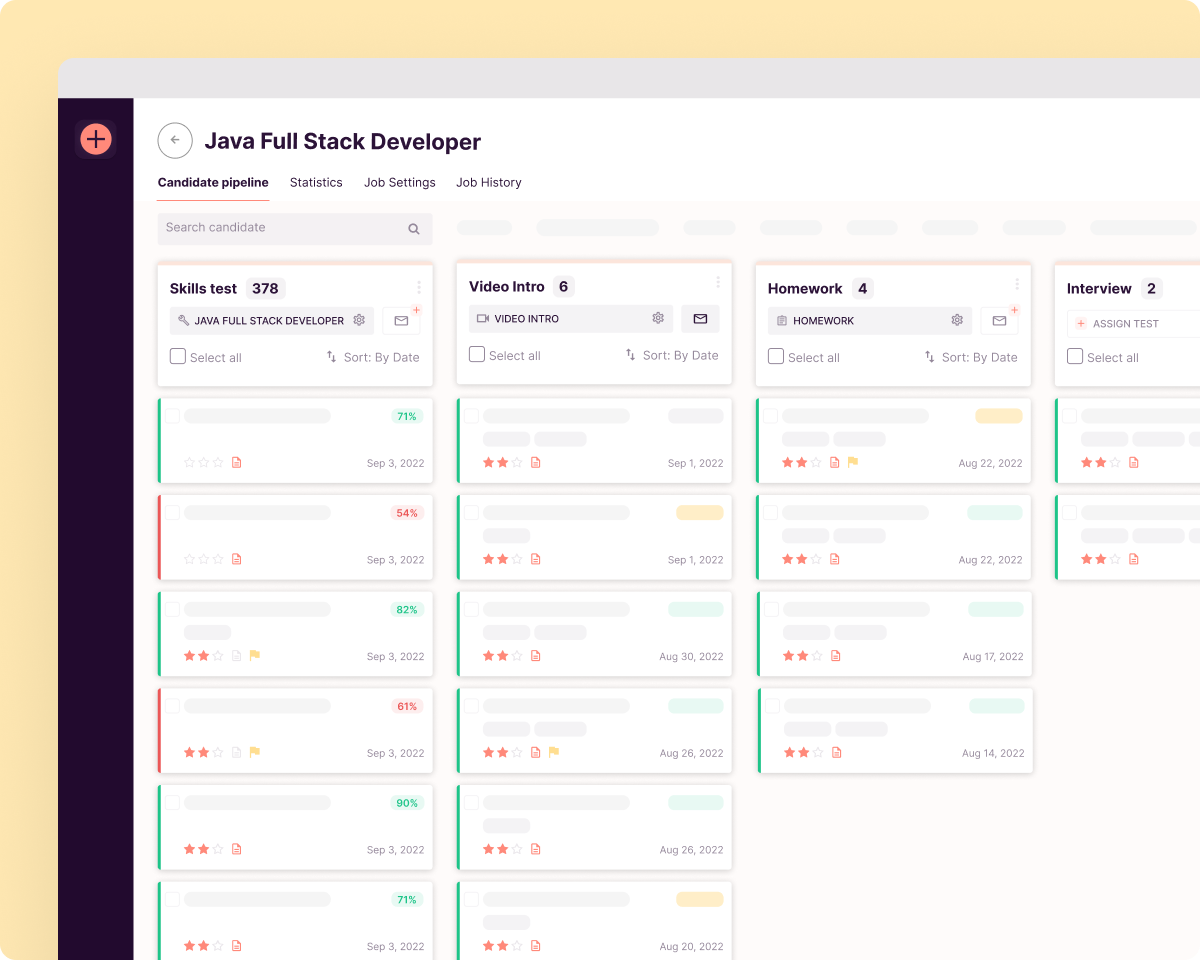 candidate pipeline with different hiring stages