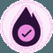 Icon of a fire with a checkmark