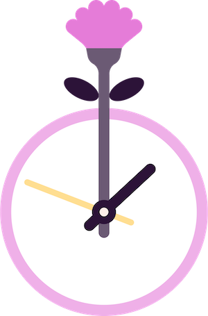 Illustration of a clock with a flower growing out of it