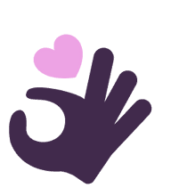 Icon of hand doing the OK gesture with a heart